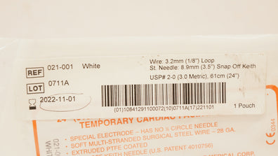 A&E Medical 021-001 2-0 Wire 1/8inch Loop St.Ndle 3.5inch Snap Off Keith (x)
